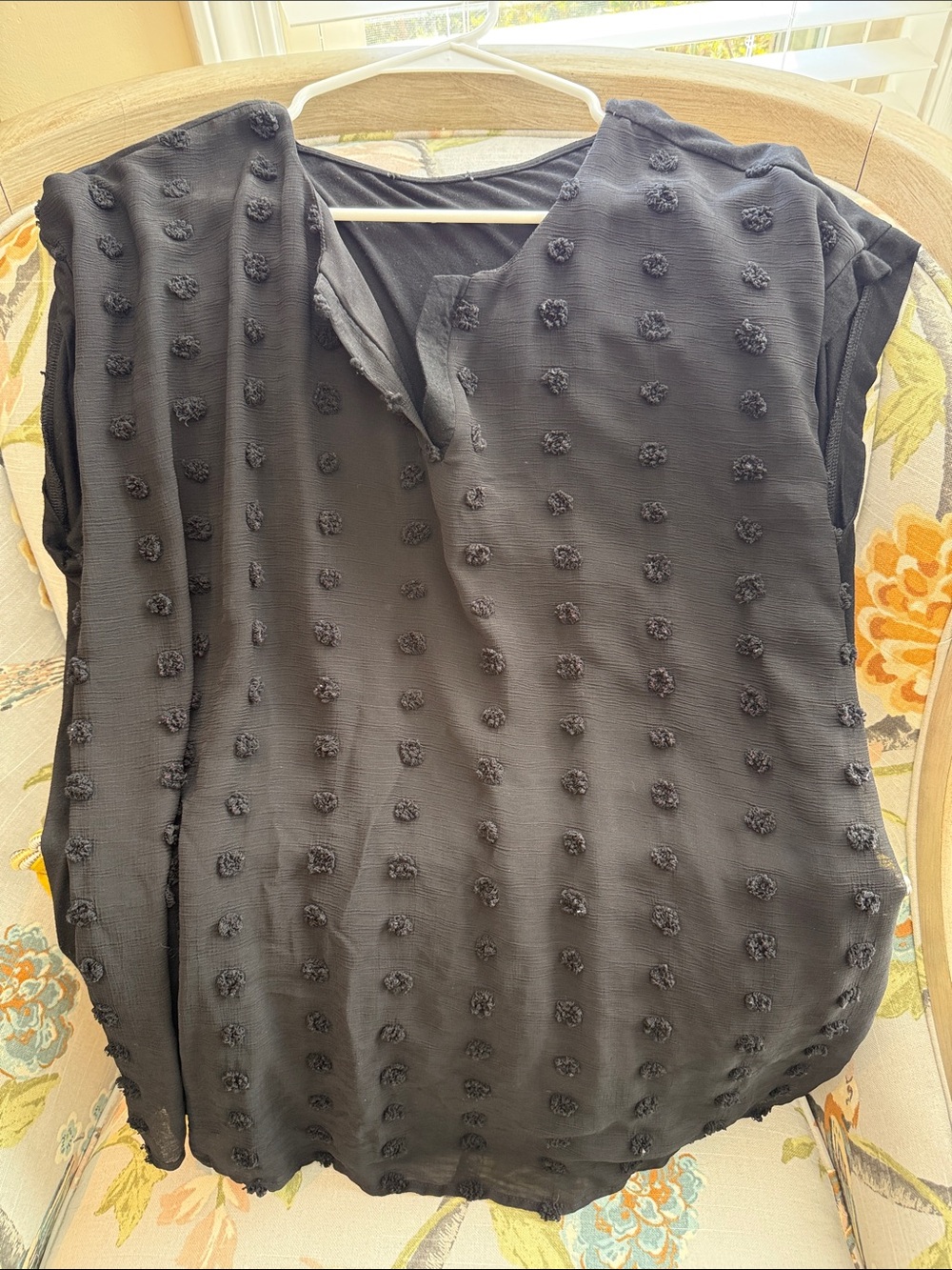 Black Pom-Pom Textured Women’s Top